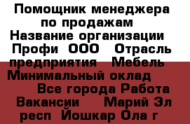 Помощник менеджера по продажам › Название организации ­ Профи, ООО › Отрасль предприятия ­ Мебель › Минимальный оклад ­ 60 000 - Все города Работа » Вакансии   . Марий Эл респ.,Йошкар-Ола г.